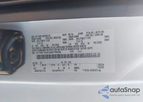 2016 Ford F-150 Xl из США, поврежденный, VIN 1FTMF1C81GKF76556